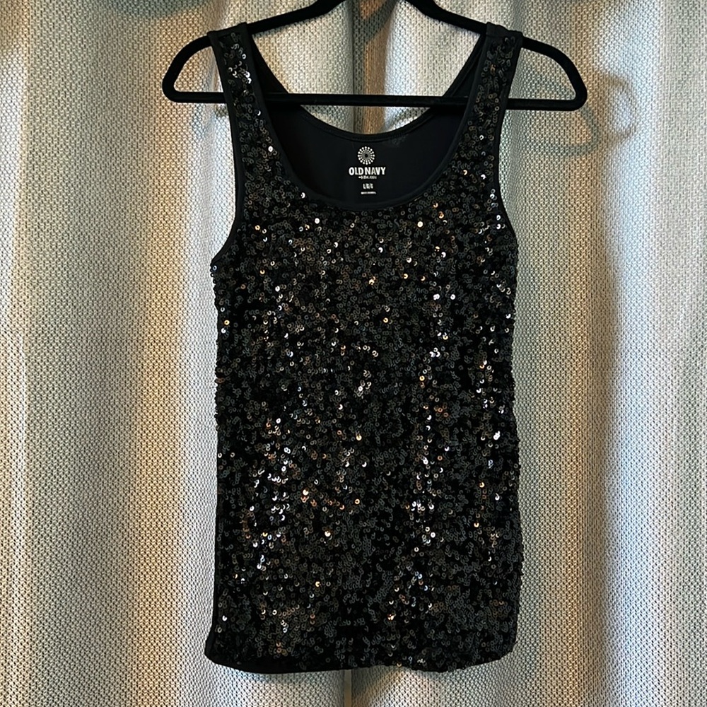 Large Black sequin tank top